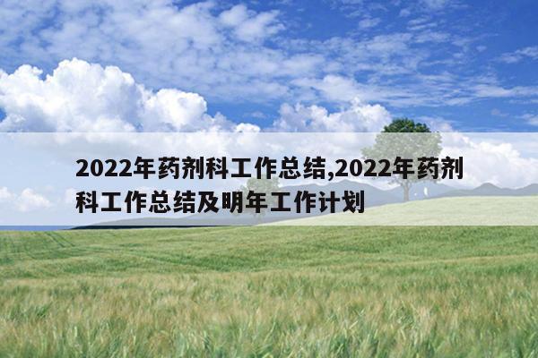 2022年药剂科工作总结,2022年药剂科工作总结及明年工作计划