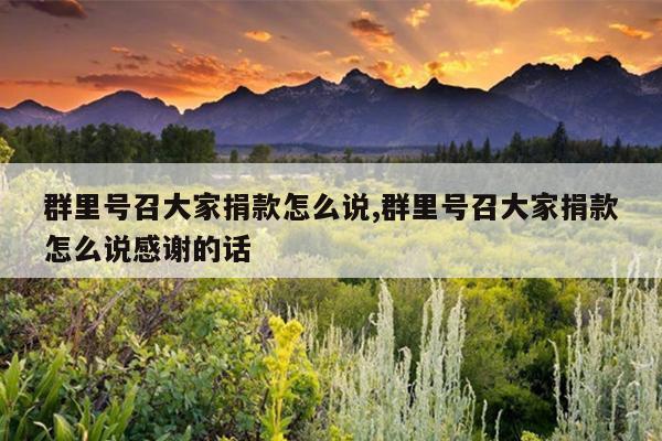 群里号召大家捐款怎么说,群里号召大家捐款怎么说感谢的话