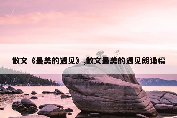 散文《最美的遇见》,散文最美的遇见朗诵稿