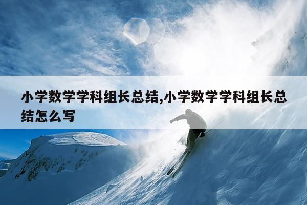 小学数学学科组长总结,小学数学学科组长总结怎么写