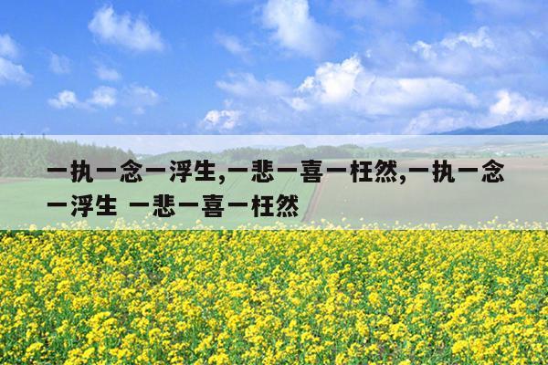 一执一念一浮生,一悲一喜一枉然,一执一念一浮生 一悲一喜一枉然