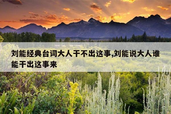 刘能经典台词大人干不出这事,刘能说大人谁能干出这事来