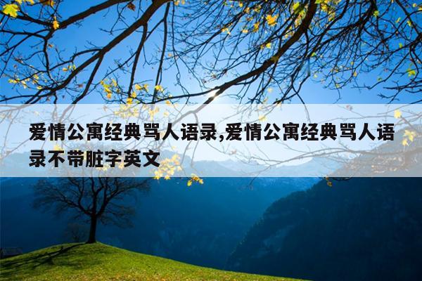爱情公寓经典骂人语录,爱情公寓经典骂人语录不带脏字英文