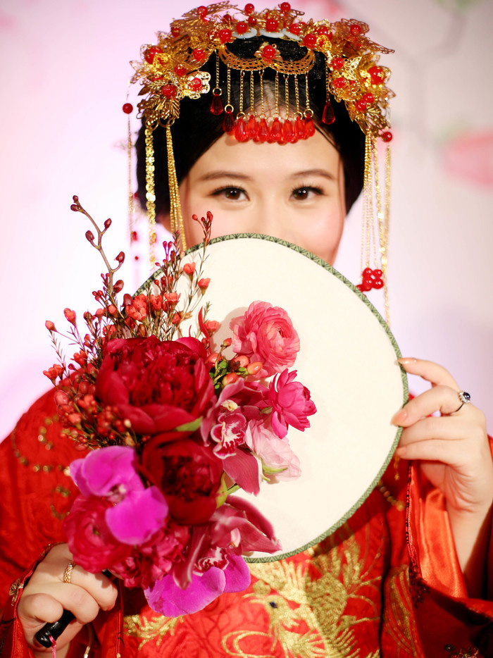 中式手捧花,新娘手捧花图片