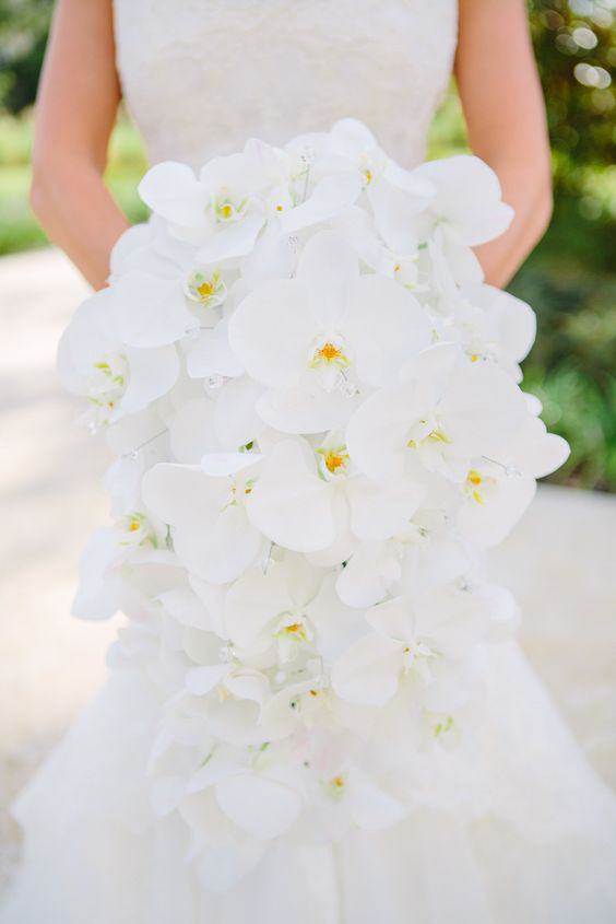 白色瀑布手捧花,新娘手捧花图片
