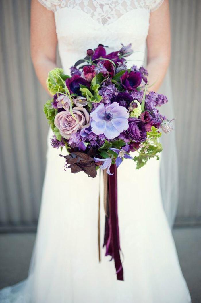 美到不像话的花束，新娘捧花，紫色花束