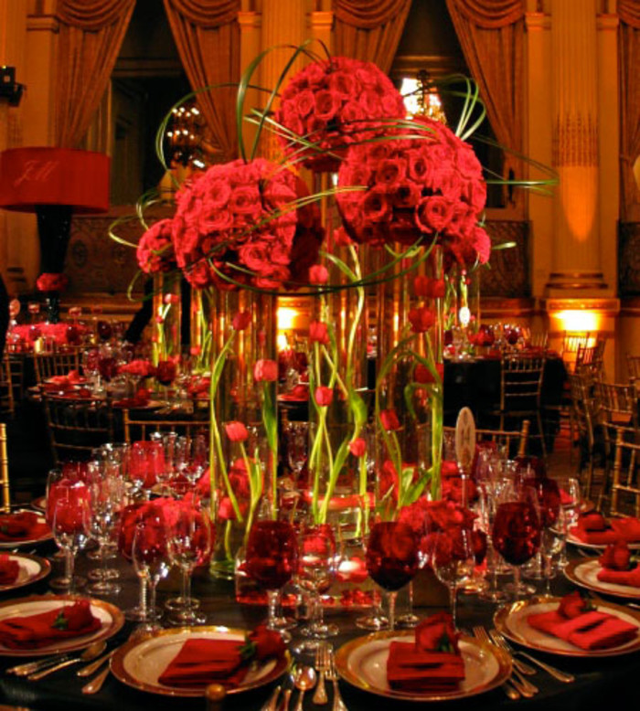 婚礼桌花-各种美丽桌花欣赏(十一) -- 高大风格的桌花