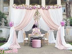 紫色浪漫大气户外草坪婚礼场景摄影照片