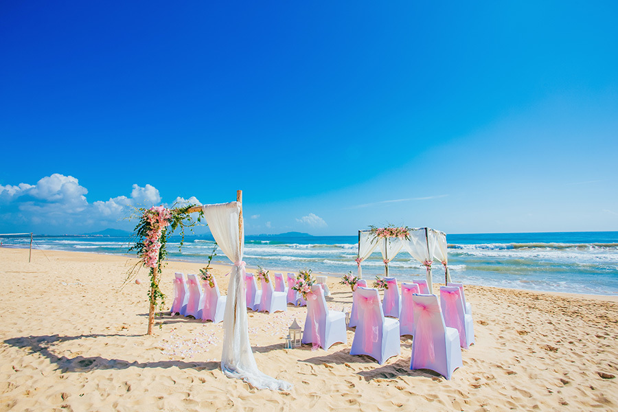 沙滩婚礼图片,浪漫沙滩婚礼现场图片