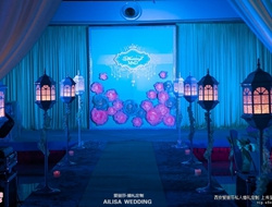 蒂芙尼清新蓝室内典雅浪漫婚礼摄影现场照片