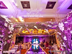  紫色灯光室内时尚浪漫婚礼现场摄影照片