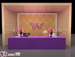 高贵典雅唯美的紫色+香槟色构成婚礼3D效果图
