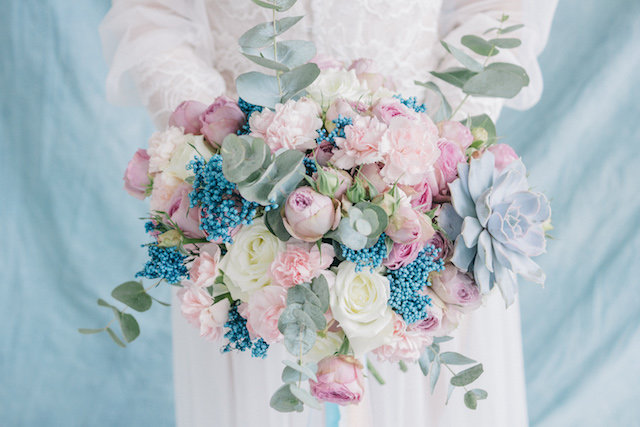 蓝粉色婚礼布置,婚礼现场布置