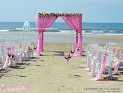 最热门浪漫风格三亚海边沙滩西式婚礼现场摄影照片