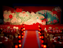 精致中国红婚礼唯美中国风牡丹孔雀民族风婚礼
