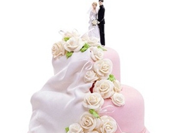 寓意幸福的婚礼蛋糕摄影照片