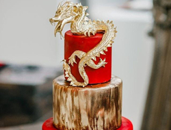 中式婚礼中蛋糕欣赏龙凤呈祥层层高高贵典雅大气