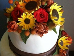 适合秋季婚礼的蛋糕黄色枫叶时尚创意蛋糕