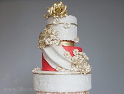 美丽的婚礼蛋糕，美丽的装饰细节
