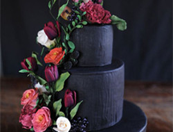 个性黑白色蛋糕 适合天蝎座婚礼蛋糕