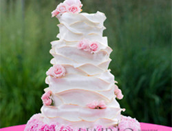冬日里的粉色婚礼蛋糕图片欣赏