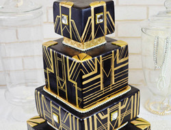 黑色+金色典雅贵族婚礼蛋糕图片