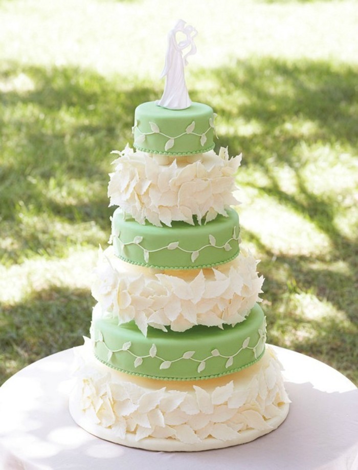 婚礼中的清新绿色翻糖蛋糕！