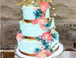 水蓝色浪漫婚礼蛋糕图片