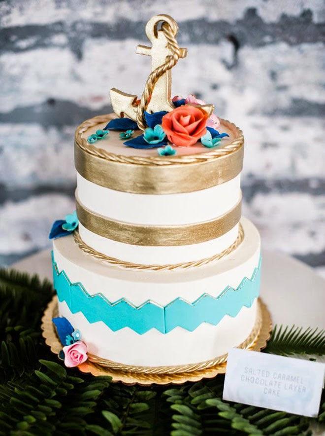 海洋风蛋糕,海洋风格主题婚礼,结婚蛋糕图片