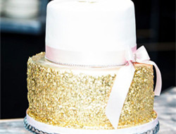 黄金蛋糕图片 婚礼上的金色甜品