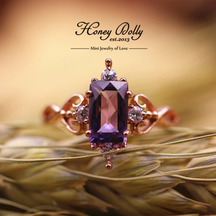 【桃栗】agete风格古董系列 公主的那枚婚戒 紫水晶 925纯银 戒指