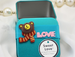 蓝色Love喜糖盒可爱小熊装饰铁盒喜糖包装