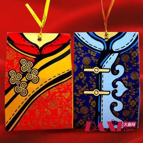 喜庆创意的唐装元素喜糖盒设计