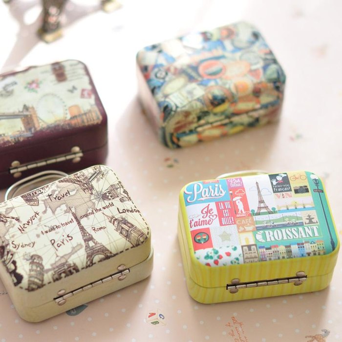 韩国复古旅行手提箱小铁盒喜糖盒创意零钱包马口铁欧式铁盒