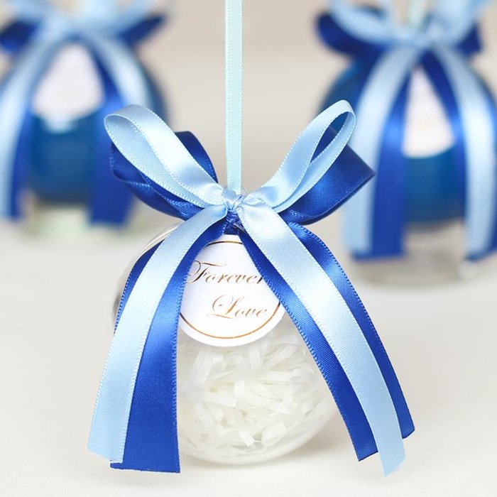 范妮范 海洋蓝色透明树脂球喜糖盒子婚礼用品个性定制