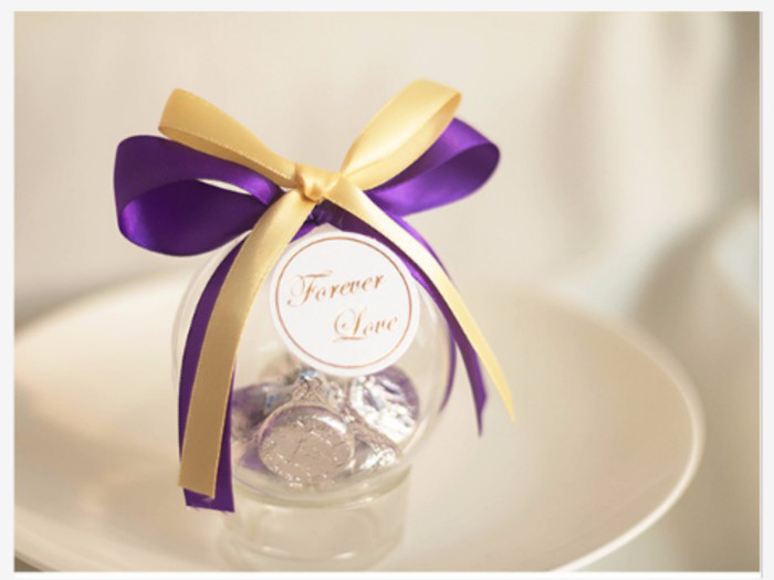 贵族紫树脂球喜糖盒子欧式高档创意 个性定制婚品满月回礼盒