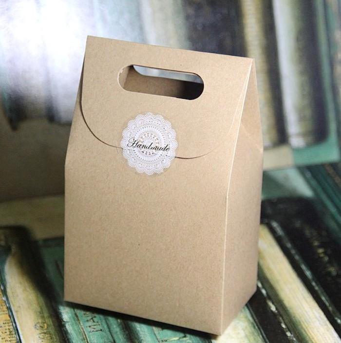 牛卡小手提饼干盒韩国同款包装西点盒喜糖盒礼品盒 DIY 1只价
