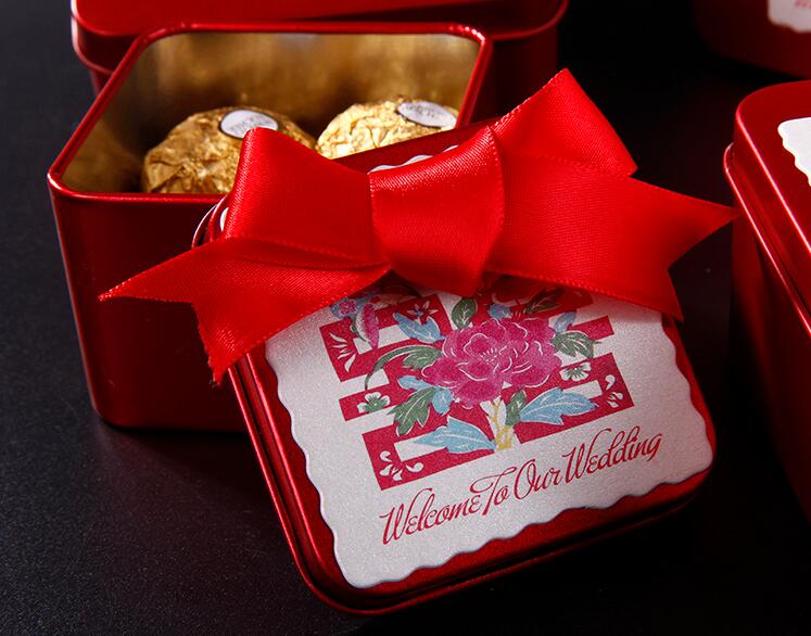 方形马口铁喜糖盒图片,中式喜糖盒,结婚喜糖盒