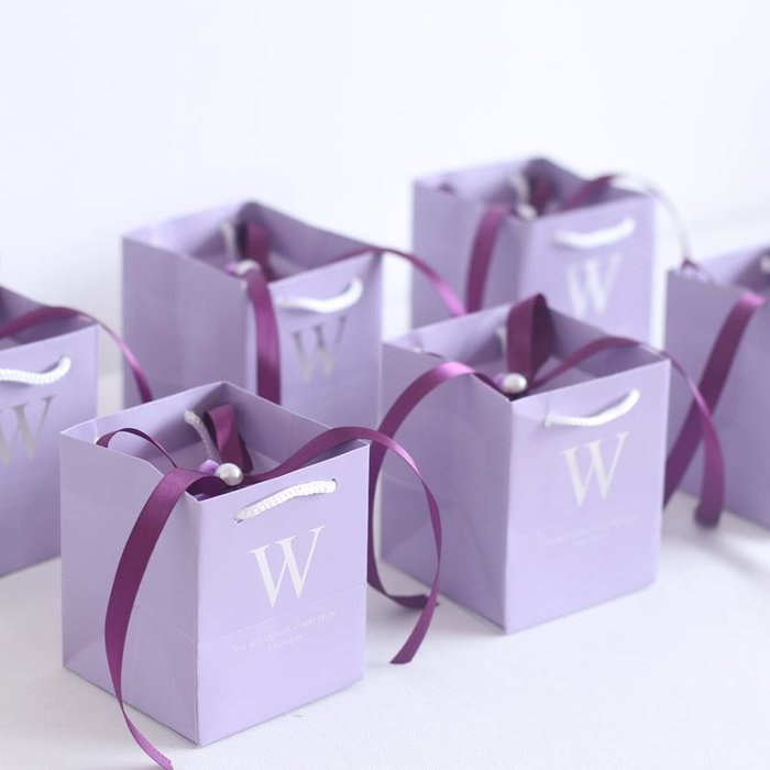 范妮范独家定制薰衣草紫色Wedding水晶球手提袋喜糖盒子婚礼用品