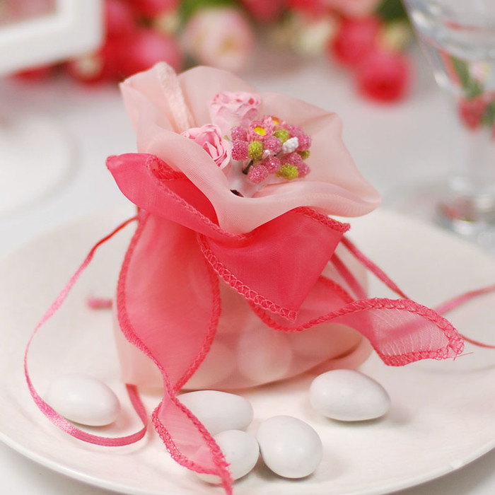 妖精的口袋|粉色喜糖袋|时尚结婚 满月欧式创意喜糖盒|回礼纱袋