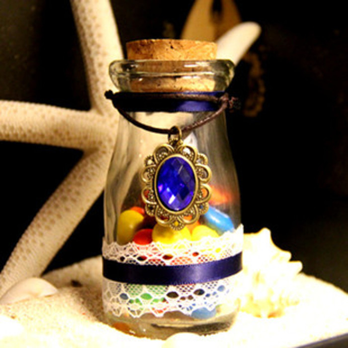 创意手工欧韩式海洋之星蕾丝玻璃喜糖盒子结婚回礼