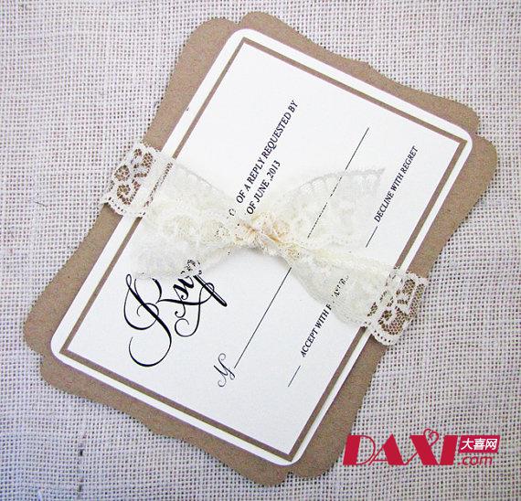 蕾丝刺绣的婚礼请柬 精致个性的婚礼请柬设计