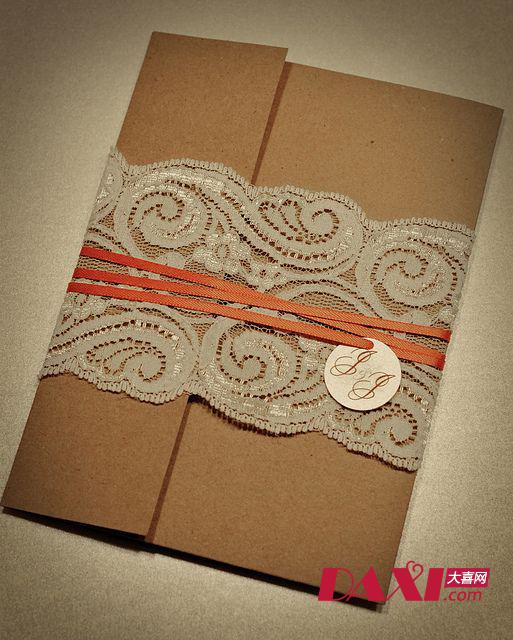 蕾丝刺绣的婚礼请柬 精致个性的婚礼请柬设计