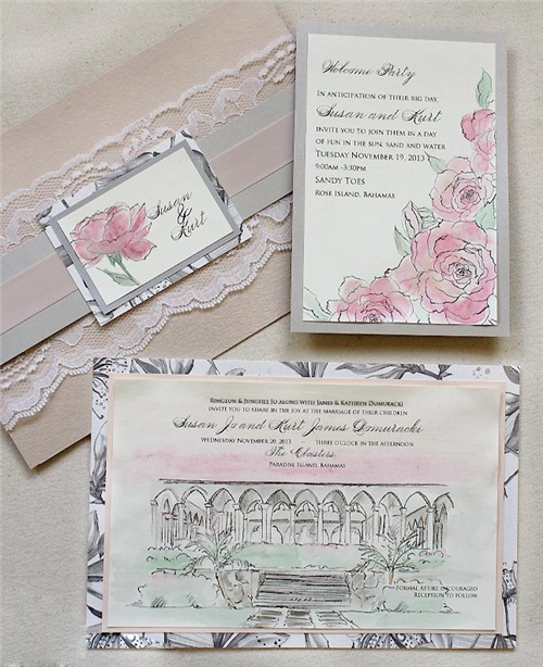 婚礼请柬,婚礼请柬,粉色婚礼请柬