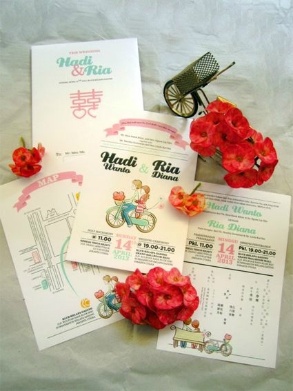 个性婚礼请帖,单车元素婚礼请柬
