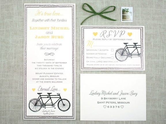 个性婚礼请帖,单车元素婚礼请柬