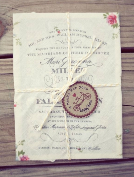 手帕婚礼请柬,个性婚礼请帖