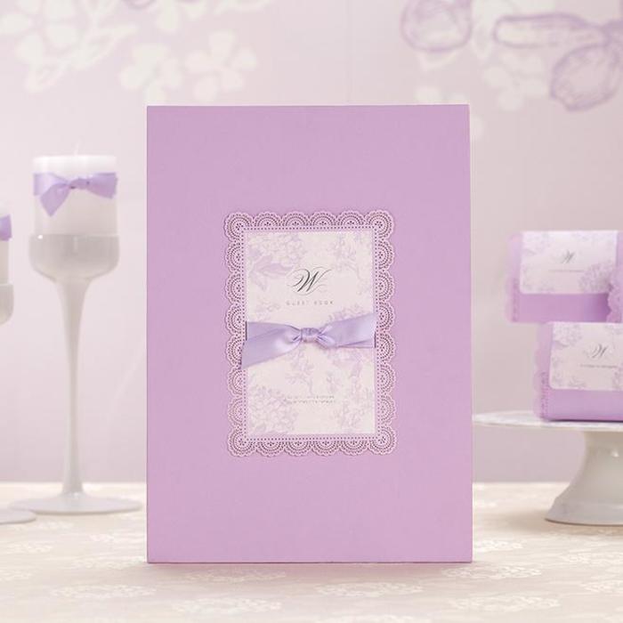 文弘 婚礼签名册创意签到本 婚礼礼金簿婚礼签到册 紫色