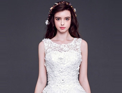 白色蕾丝包肩短款公主蓬蓬裙婚纱伴娘装