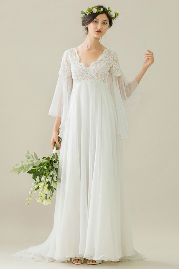 蝴蝶袖婚纱图片,婚纱款式图片